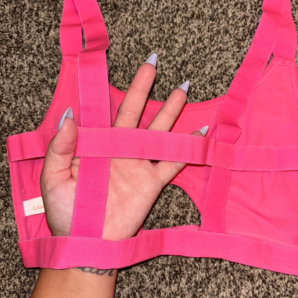 Colsie Rib Cage Back Bralette- Hot Pink Large